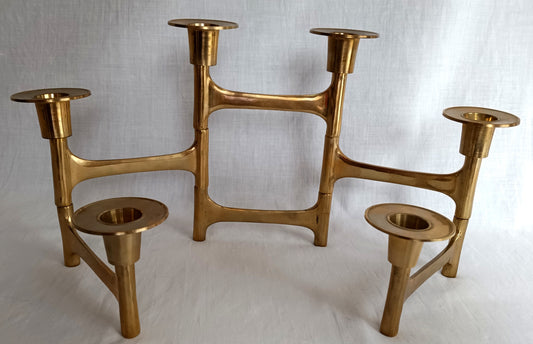 Vintage Mid Century Brass Candelabra Articulating Folding Candle Holder Candlestick Minimalist Sculptural 6 Candles Holder Centerpiece