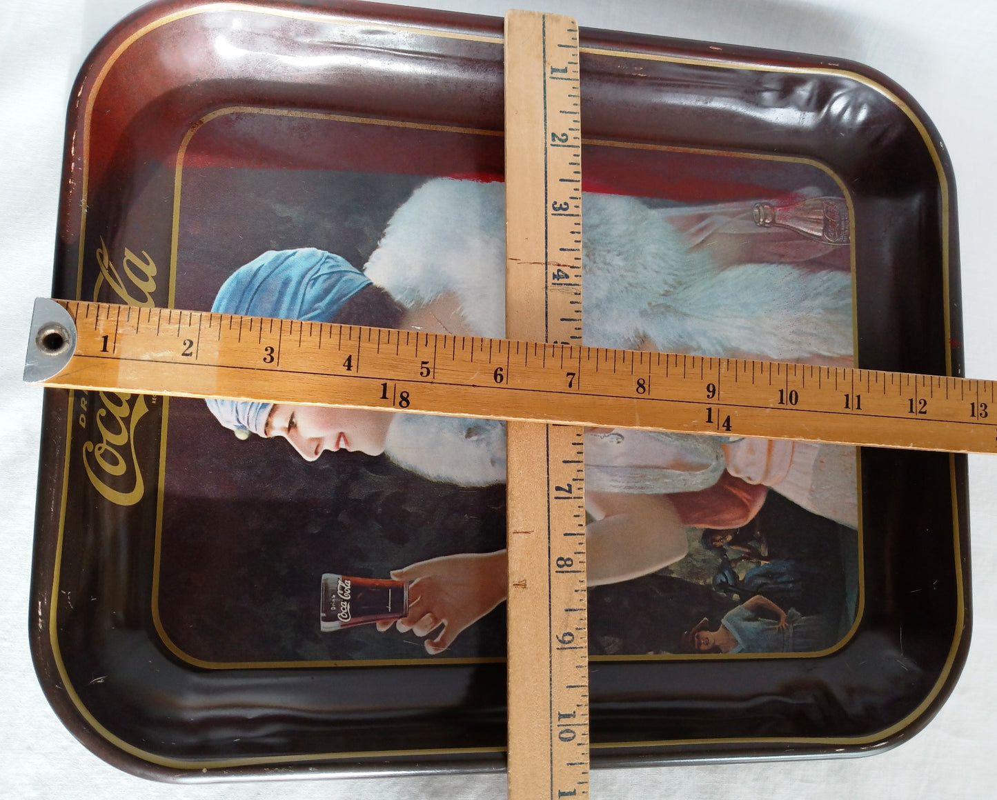 Vintage 1973 Coca Cola Party Girl Flapper Lithograph Metal Serving Tray Reproduction 1925 Coke Advertising Collectible Tray