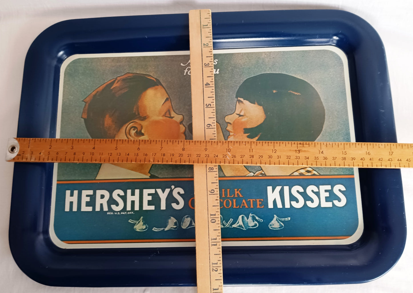 Vintage 1974 Hershey’s Milk Chocolate Kisses Metal Large Tray A Kiss for You Hershey Foods Corp Advertising Collectible Decorative Tray