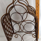 Vintage Ornate Metal Portable Wine Rack 5 Bottles Freestanding Caddy Storage Holder w/ Handle Table Countertop Floor Bar Décor-NOS
