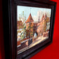Vintage Small Oil Painting on Board of Medieval Fortifications of Barbican in Warsaw Poland 1993 Signed