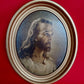 Vintage Sallman’s Head of Christ Lithography in Oval Gold Wooden Framed Wall Art Plaque Christian Religious Gift Divine Inspiration