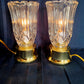 Vintage Pressed Crystal Glass Torchiere Small Table Lamp Brass Base in Cord Switch Night Lamp Desk Bedroom Lamp