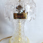 Vintage Small Lamp w/Shade Lead 24%Crystal Glass Cut Geometric Design in Cord Switch Brass Finial End Table Accent Lamp-Made in W. Germany
