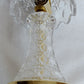 Vintage Small Lamp w/Shade Lead 24%Crystal Glass Cut Geometric Design in Cord Switch Brass Finial End Table Accent Lamp-Made in W. Germany