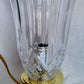Vintage Pressed Crystal Glass Torchiere Small Table Lamp Brass Base in Cord Switch Night Lamp Desk Bedroom Lamp