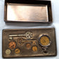 Vintage Handcrafted Ceramic Box Designed with Coins Keys Inlaid in Lid Cigar Trinket Jewelry Box Collectible Pottery –OOAK