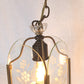 Vintage Harmony House Lantern Pendant Ceiling Fixture Single Light Engraved Glass Floral Design Brass Chain Canopy Feit LED Bulb