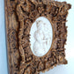 Vintage Neoclassical Reproduction Oval Marble Sculpture Madonna and Child Framed in Gilded Carved Wood Ornate Frame Wall Art