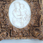 Vintage Neoclassical Reproduction Oval Marble Sculpture Madonna and Child Framed in Gilded Carved Wood Ornate Frame Wall Art