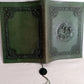 Vintage Rare Hand Tooled Embossed Leather Book Bible Cover Dark Green Portrait of Jesus Mary and Joseph- Made in Italy