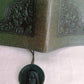 Vintage Rare Hand Tooled Embossed Leather Book Bible Cover Dark Green Portrait of Jesus Mary and Joseph- Made in Italy