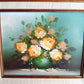 Vintage Oil Painting on Canvas Flowers Bouquet in a Vase Floral Design Double Matted Frames Gold Accent Wall Art Signed R. Thomas