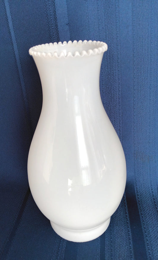 Vintage Milk Glass Lampshade Replacement Hurricane Chimney GWTW Lamp Crimped Top Cover Lamp
