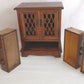 Vintage Wooden Musical Jewelry Box - Royal Sealy Quality Imports Lattice Design Doors 4 Drawers Gold Lining Fabric Copper Accents - Japan
