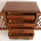 Vintage Wooden Musical Jewelry Box - Royal Sealy Quality Imports Lattice Design Doors 4 Drawers Gold Lining Fabric Copper Accents - Japan