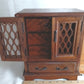 Vintage Wooden Musical Jewelry Box - Royal Sealy Quality Imports Lattice Design Doors 4 Drawers Gold Lining Fabric Copper Accents - Japan