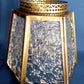 Vintage Brass Glass Lampshade Hexagonal Textured Pebbled Glass Heart Design Brass Banding Top Replacement Globe Ceiling Fan Sconce