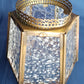 Vintage Brass Glass Lampshade Hexagonal Textured Pebbled Glass Heart Design Brass Banding Top Replacement Globe Ceiling Fan Sconce