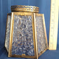 Vintage Brass Glass Lampshade Hexagonal Textured Pebbled Glass Heart Design Brass Banding Top Replacement Globe Ceiling Fan Sconce