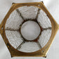 Vintage Brass Glass Lampshade Hexagonal Textured Pebbled Glass Heart Design Brass Banding Top Replacement Globe Ceiling Fan Sconce