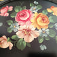 Victorian Style Hand Painted Metal Large Serving Tray Oval Black Flowers Gold Accent Toleware Decorative Tray Shabby-Chic Decor - Vintage