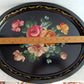 Victorian Style Hand Painted Metal Large Serving Tray Oval Black Flowers Gold Accent Toleware Decorative Tray Shabby-Chic Decor - Vintage