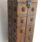 Vintage Unique Hardwood Wine Bottle Holder Hinged Lid Metal Embellishments Swing Clasp One Wine Bottle Carrier Tall Box Caddy Gift for Him