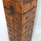 Vintage Unique Hardwood Wine Bottle Holder Hinged Lid Metal Embellishments Swing Clasp One Wine Bottle Carrier Tall Box Caddy Gift for Him