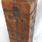 Vintage Unique Hardwood Wine Bottle Holder Hinged Lid Metal Embellishments Swing Clasp One Wine Bottle Carrier Tall Box Caddy Gift for Him