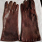 Vintage Brown Classic Elegant Italian Genuine Leather Gloves Acrylic Lined Women Slip-on Style Slightly Flared Cuffs Medium Size 7 1/2-Italy