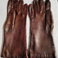 Vintage Brown Classic Elegant Italian Genuine Leather Gloves Acrylic Lined Women Slip-on Style Slightly Flared Cuffs Medium Size 7 1/2-Italy