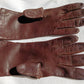 Vintage Brown Classic Elegant Italian Genuine Leather Gloves Acrylic Lined Women Slip-on Style Slightly Flared Cuffs Medium Size 7 1/2-Italy