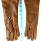 Vintage Camel Tan Color Classic Elegant Italian Genuine Leather Gloves Cashmere Lined Women Slip-on Style Slightly Flared Cuffs Medium Size 7
