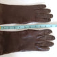 Vintage Brown Classic Elegant Italian Genuine Leather Gloves Acrylic Lined Women Slip-on Style Slightly Flared Cuffs Medium Size 7 1/2-Italy