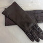 Vintage Black Classic Elegant Italian Genuine Leather Gloves Cashmere Lined Women Slip-on Style Slightly Flared Cuffs Medium Size 7-Italy