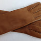 Vintage Camel Tan Color Classic Elegant Italian Genuine Leather Gloves Cashmere Lined Women Slip-on Style Slightly Flared Cuffs Medium Size 7