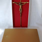 Vintage Slender Cross Catholic Wall Hanging Décor Jesus Christ Corpus Religious Crucifix Shiny Golden Metal 10 Inches Tall-NOS-NIB