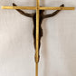 Vintage Slender Cross Catholic Wall Hanging Décor Jesus Christ Corpus Religious Crucifix Shiny Golden Metal 10 Inches Tall-NOS-NIB