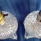 Vintage Pair Clear Pressed Glass Small Lamps Geometric Design Pattern One Light Vanity Bedroom Boudoir Bedside Table Dresser Electric Lamps