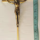 Vintage Slender Cross Catholic Wall Hanging Décor Jesus Christ Corpus Religious Crucifix Shiny Golden Metal 10 Inches Tall-NOS-NIB