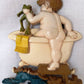 Vintage 1970 Sexton Painted Cast Aluminum Plaque Wall Hanging Whimsical Bathroom Sign Boy in Bathtub w/Frog Dimensional Wall Art Retro Décor
