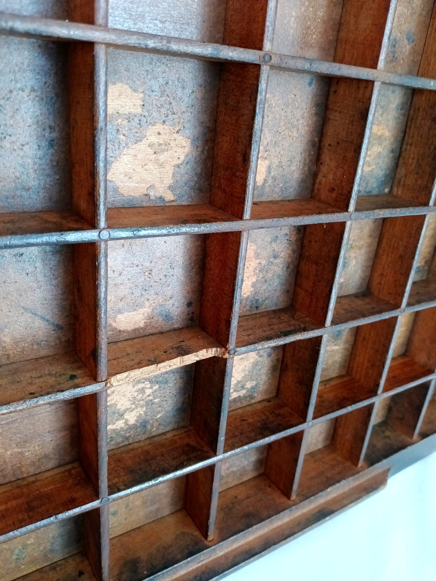 Antique Hamilton Printer Tray Letterpress Drawer Wooden Box 98 Square Cubbies/Compartments Primitive Shelf Display Jewelry Crafts Rustic
