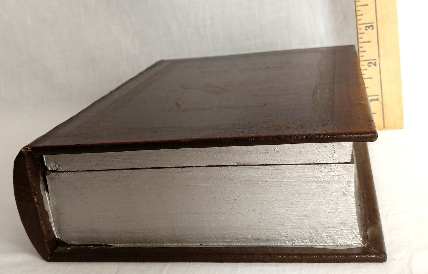 Vintage Antique Look Brown Faux Leather Wooden Box Secret Storage Diversion Hidden Gilt Decorative Hollow Box "Gone with the Wind"