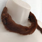 Vintage Real Mink Small Collar Chocker Mahogany Color Fur 2 Pelts Heads Glam Statement Baar & Beards Inc Top Hit Fashion Hand Made in Japan