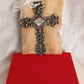 Vintage First Holy Communion Antique Pewter Finishes Pearls Accent Catholic Cross Christianity Wall Crucifix NOS-NIB