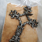 Vintage First Holy Communion Antique Pewter Finishes Pearls Accent Catholic Cross Christianity Wall Crucifix NOS-NIB