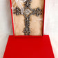 Vintage First Holy Communion Antique Pewter Finishes Pearls Accent Catholic Cross Christianity Wall Crucifix NOS-NIB