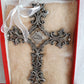 Vintage First Holy Communion Antique Pewter Finishes Pearls Accent Catholic Cross Christianity Wall Crucifix NOS-NIB