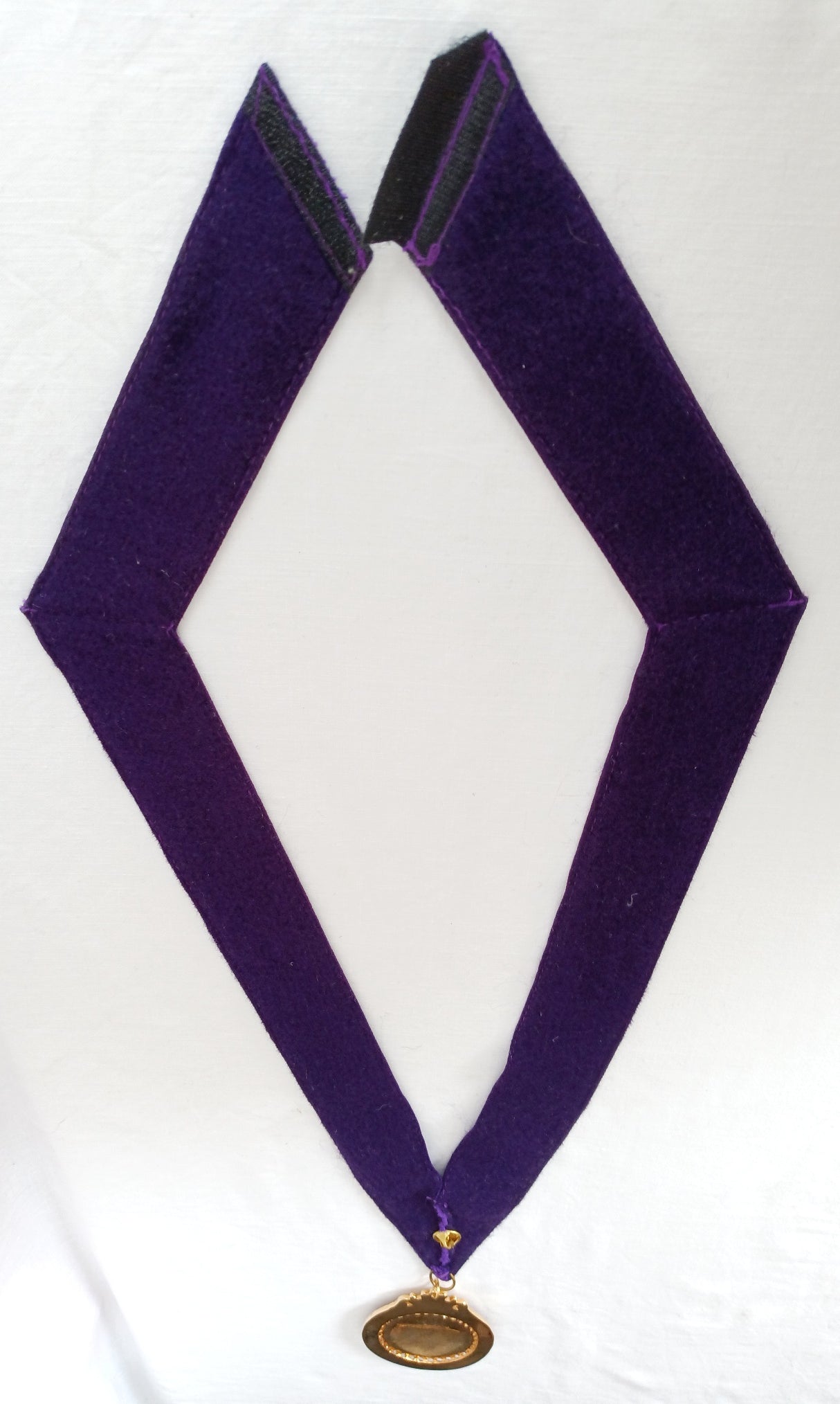 Deluxe Past Monarch Grotto Medallion on Purple Grosgrain Ribbon Crystal Purple Rhinestones Mokanna and Grotto Lapel Pin-NOS
